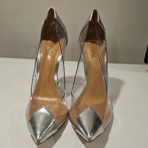 SCHUTZ Metallic Silver Pointed Heels